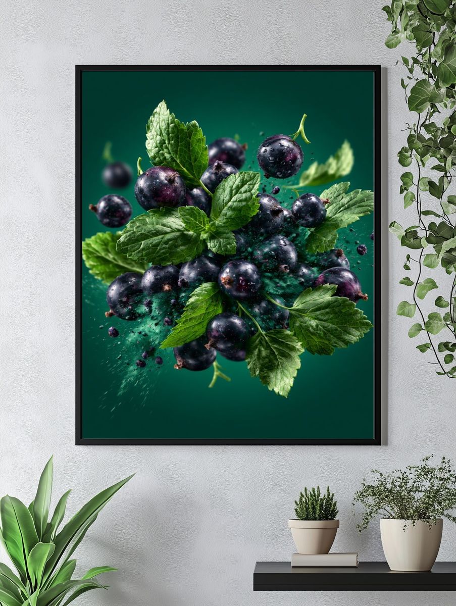 Blackcurrant Mint Still Life Poster. — room view 4