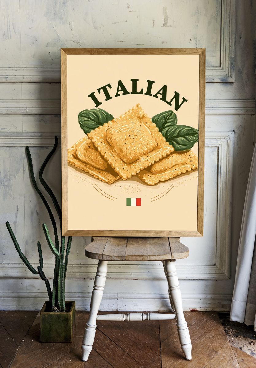 Italian Ravioli Illustration Poster. — room view 1