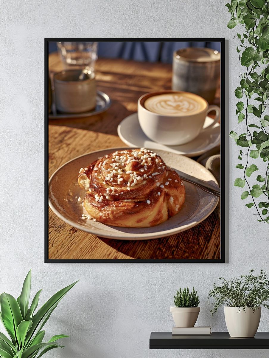 Coffee and Cinnamon Bun Photography Poster. — room view 4