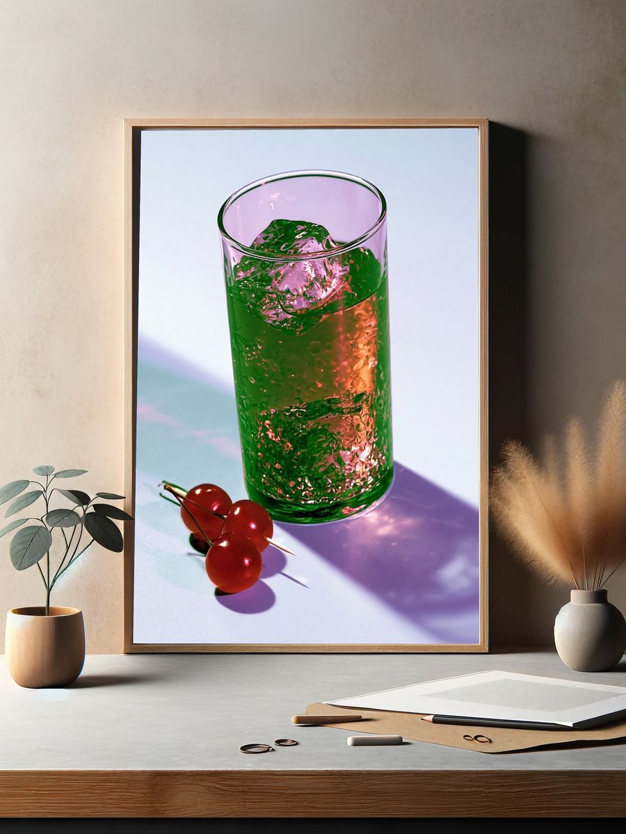 Cherry Cocktail Still Life Poster. — room view 2
