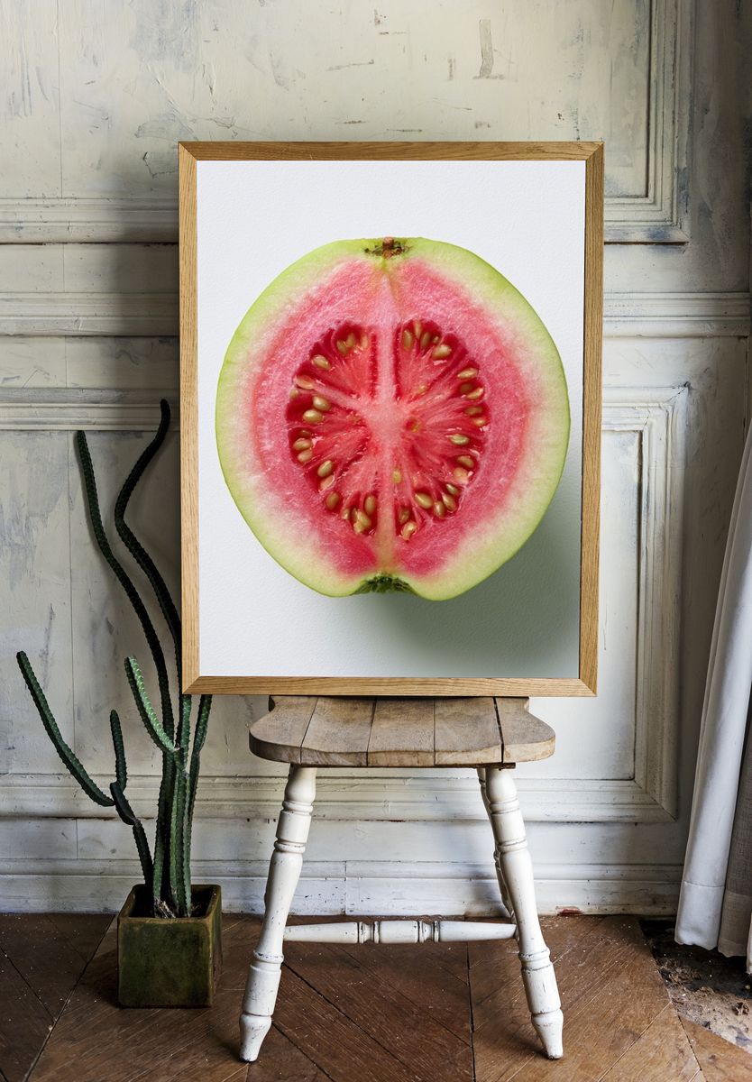 Pink Guava Still Life Print. room preview