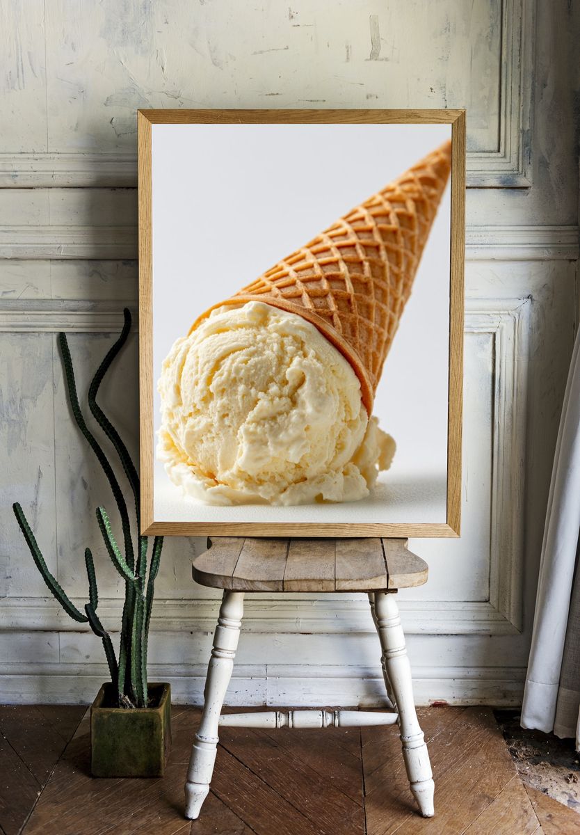 Vanilla Ice Cream Cone Photography Poster. — room view 1