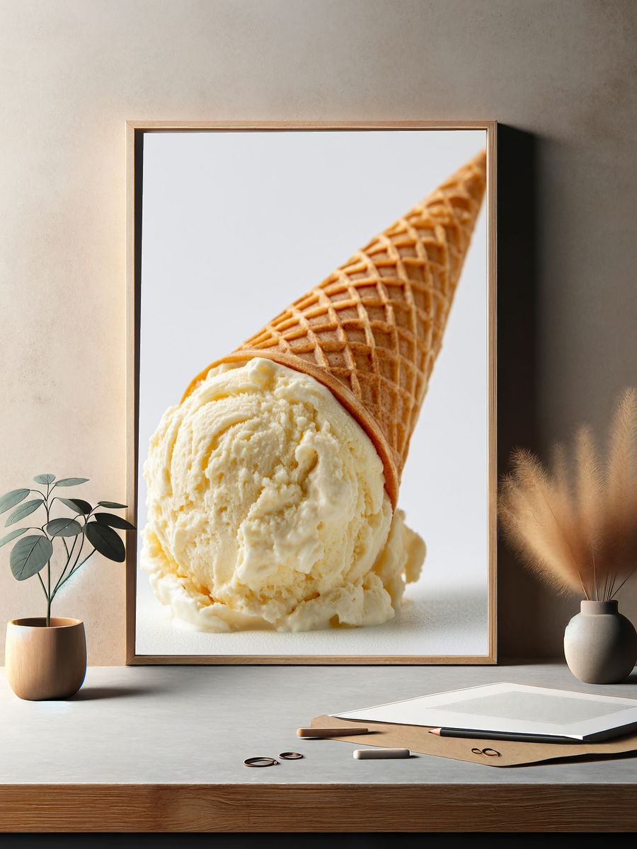 Vanilla Ice Cream Cone Photography Poster. — room view 2