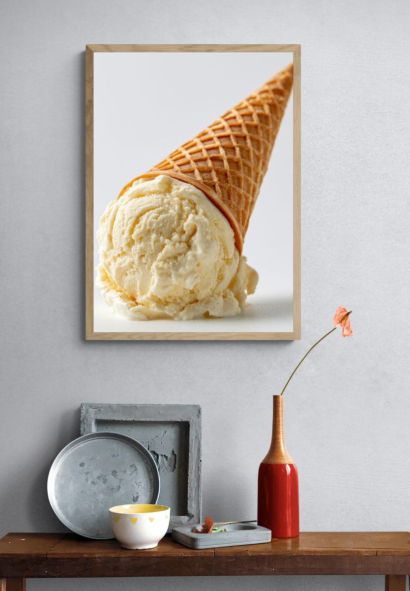 Vanilla Ice Cream Cone Photography Poster. — room view 3