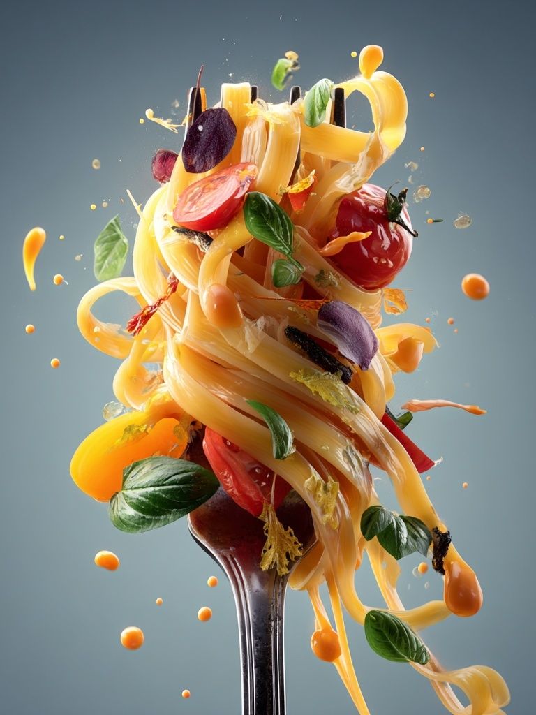 Floating Pasta Still Life Poster. poster detail