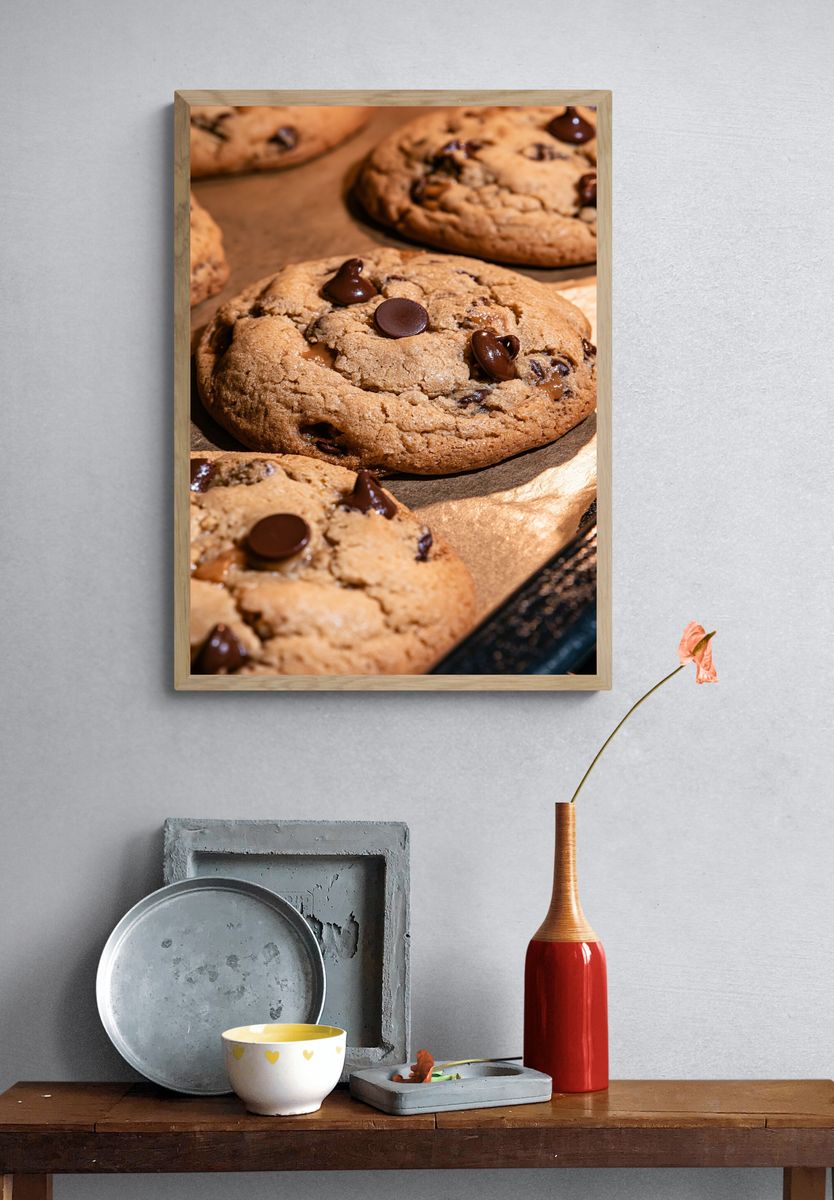 Chocolate Chip Cookies Photography Poster. — room view 3