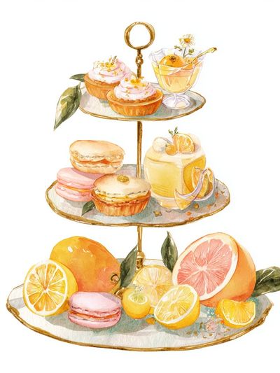 Citrus Dessert Tiered Stand Print. poster print