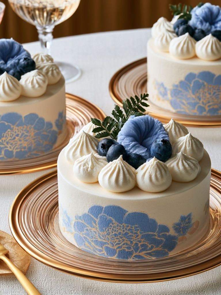 Blue Floral Cake Photography Poster. poster — food-drink art