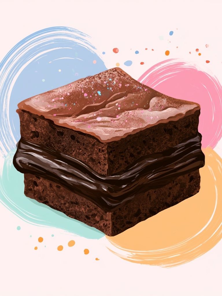 Chocolate Brownie Dessert Illustration Poster. poster detail