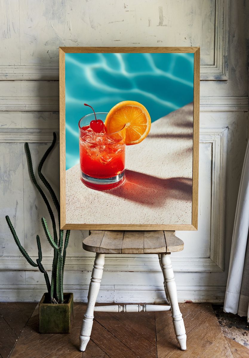 Poolside Citrus Cocktail Print room preview