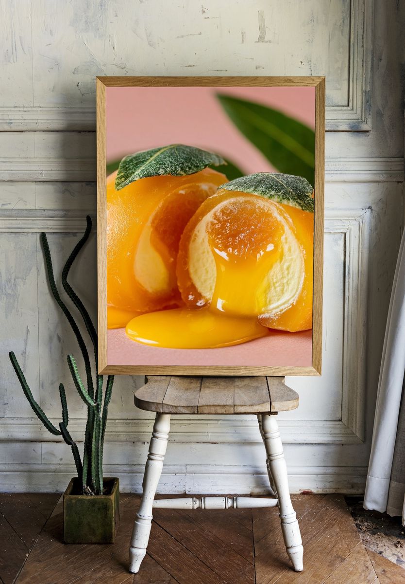 Persimmon Still Life Photography Poster. room preview
