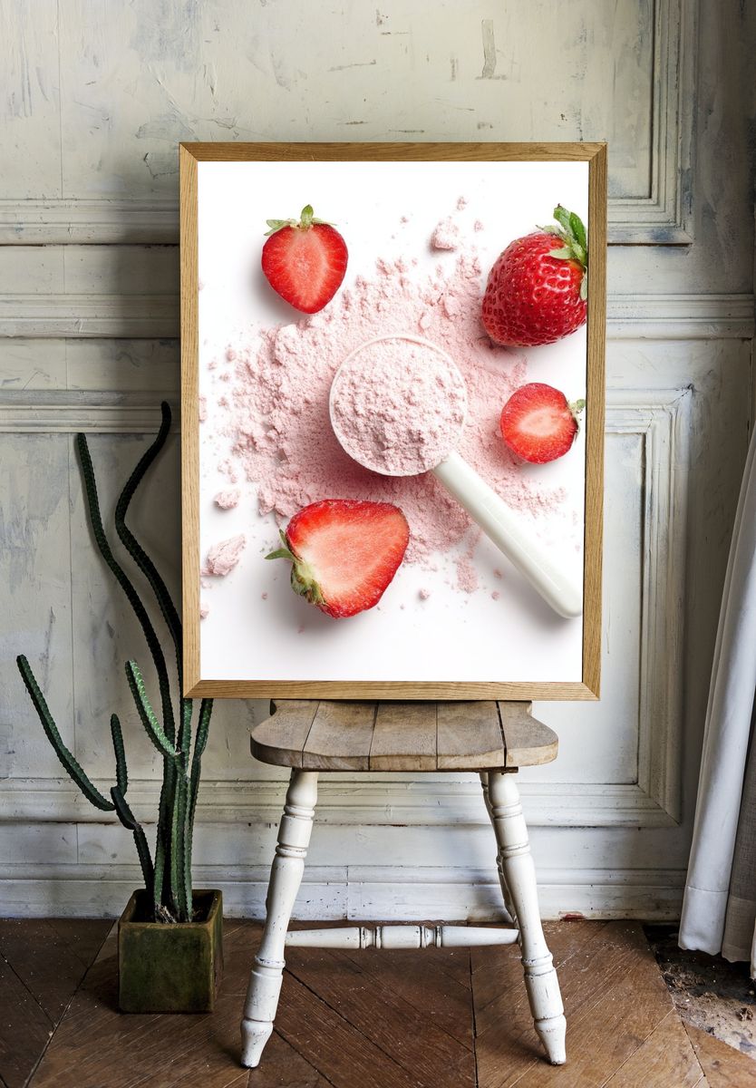 Strawberry Powder Still Life Poster. room preview