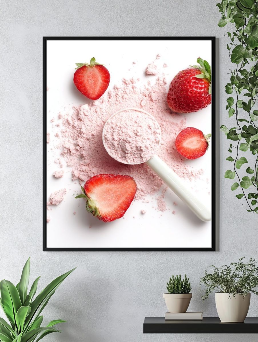 Strawberry Powder Still Life Poster. — room view 4
