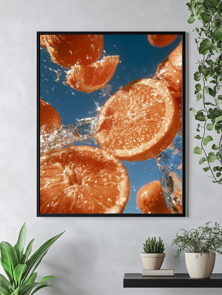 Floating Citrus Splash Poster. — room view 4