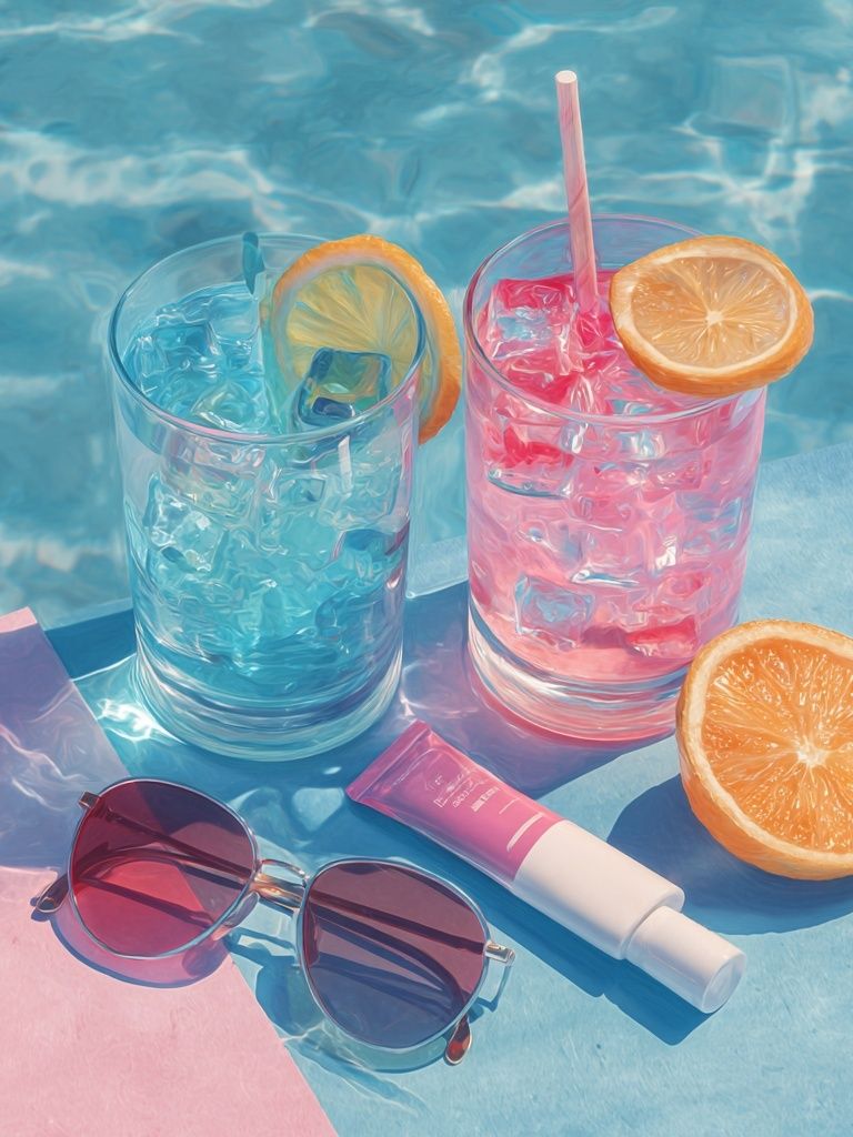 Poolside Summer Still Life Poster. poster — food-drink art