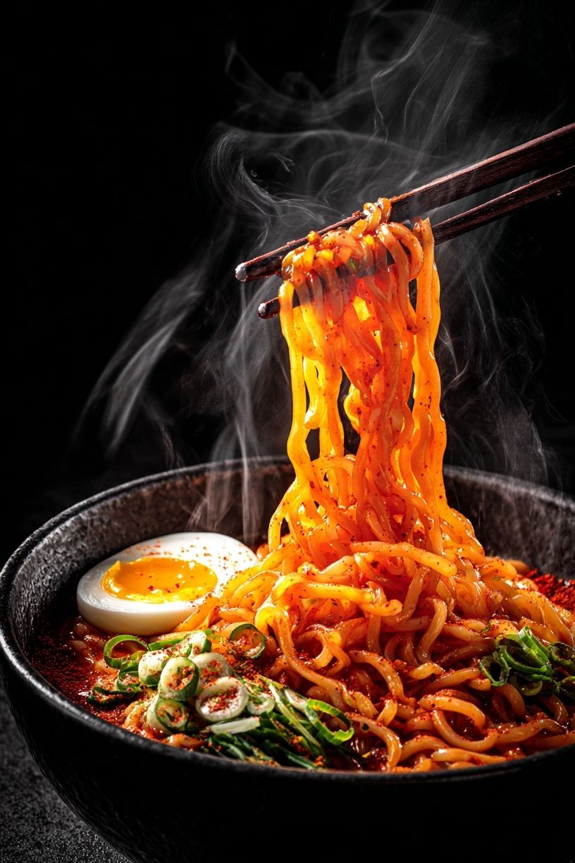 Spicy Ramen Noodles Photography Poster. poster detail