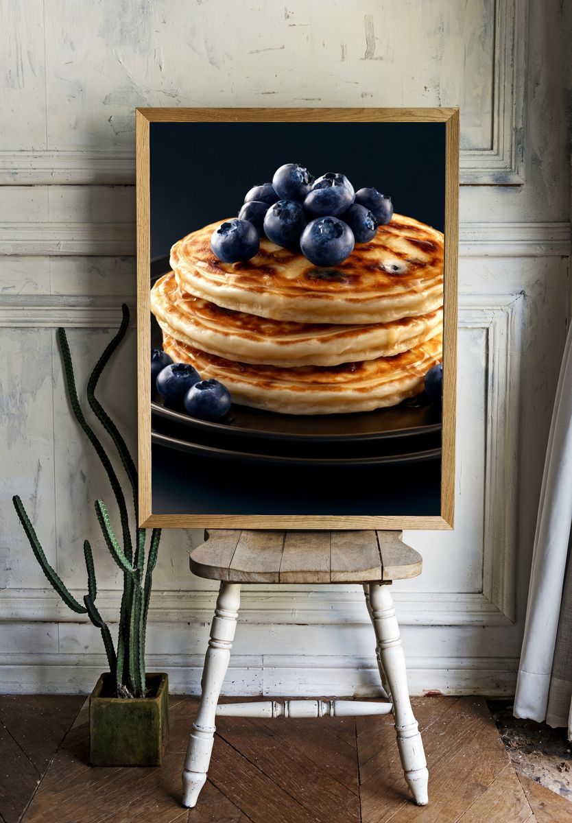 Blueberry Pancakes Food-Drink Poster. — room view 1