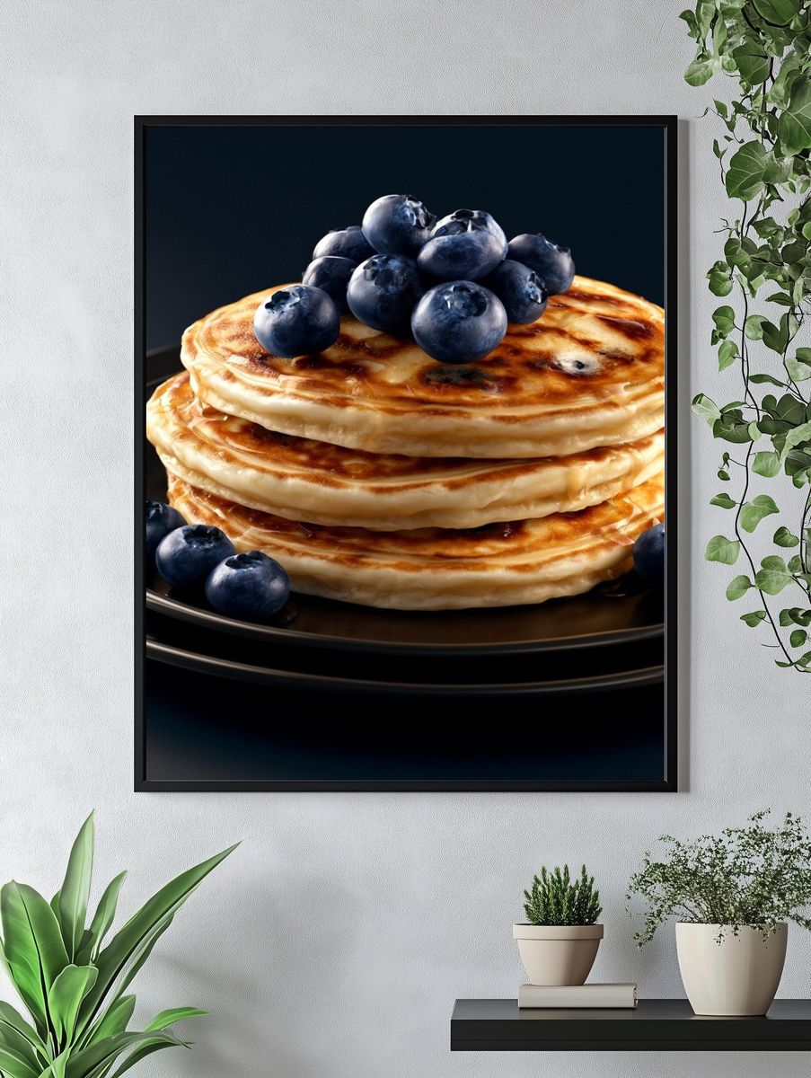 Blueberry Pancakes Food-Drink Poster. — room view 4