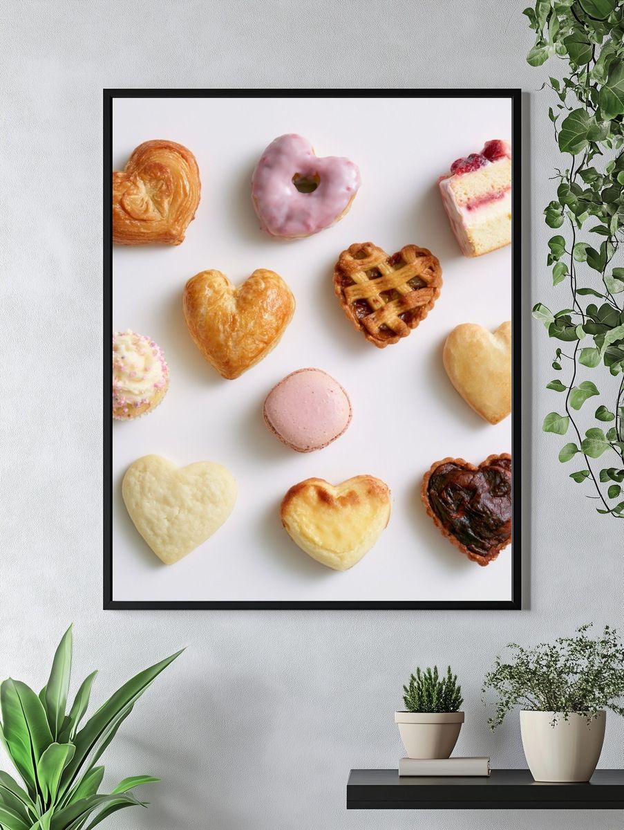 Sweet Pastry Hearts Food-Drink Poster. — room view 4