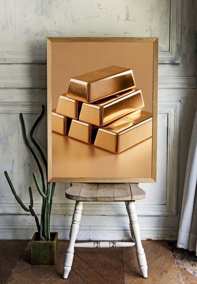 Gold Bars Still Life Poster. room preview