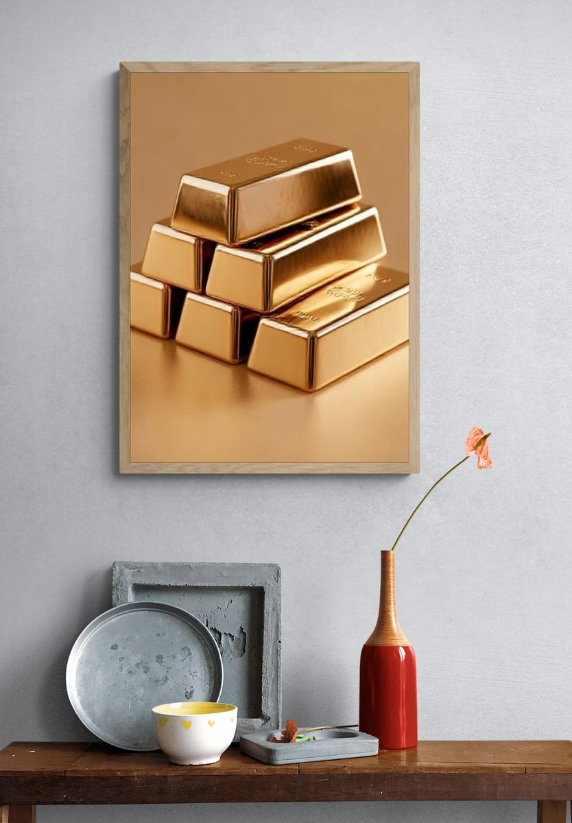 Gold Bars Still Life Poster. — room view 3