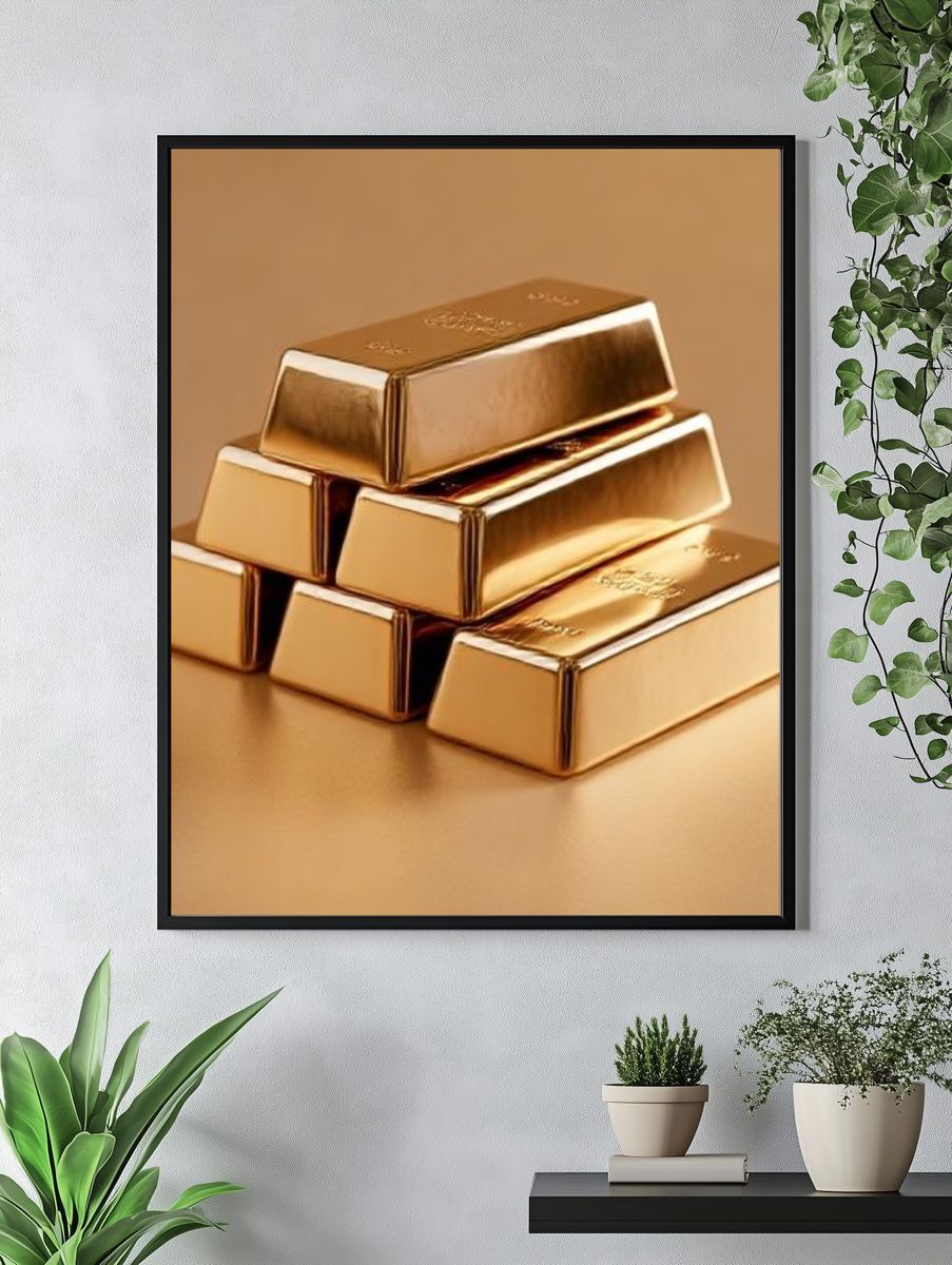 Gold Bars Still Life Poster. — room view 4