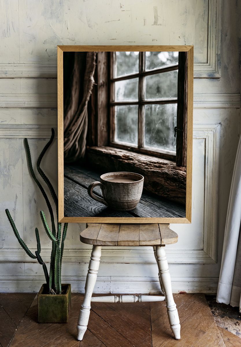Rustic Coffee by the Window Print. room preview