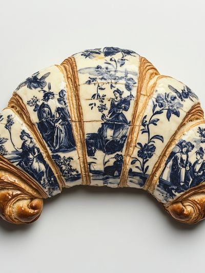 Decorative Croissant Still Life Print.
