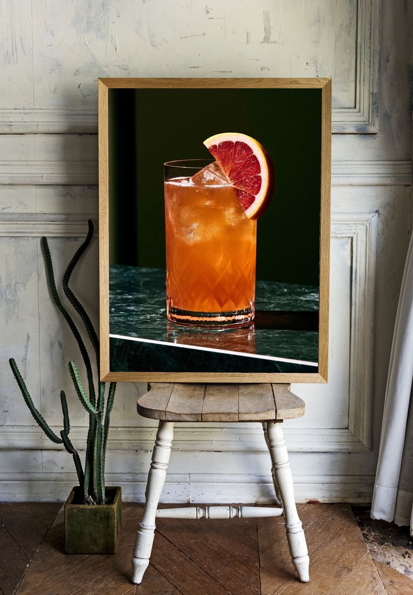 Blood Orange Cocktail Photography Poster. room preview