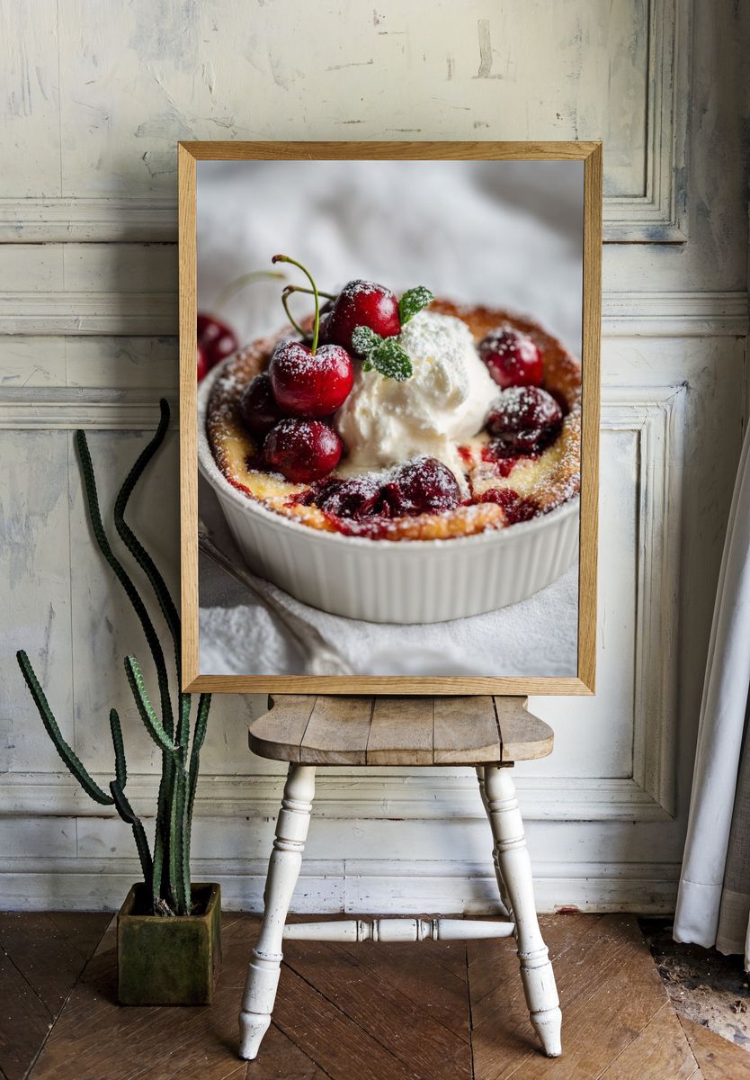 Cherry Clafoutis Food Photography Poster. room preview
