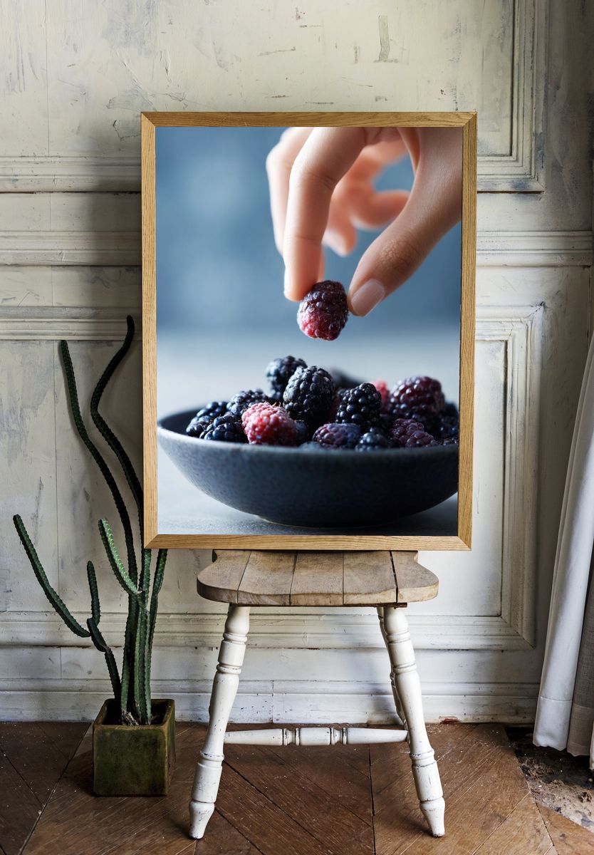Blackberries in Hand Photography Poster. room preview
