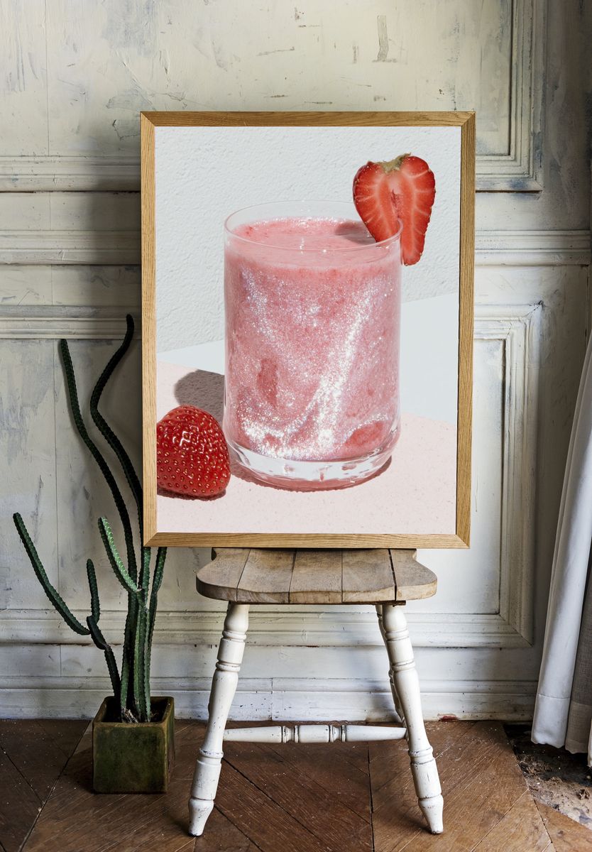 Strawberry Pink Cocktail Poster. — room view 1