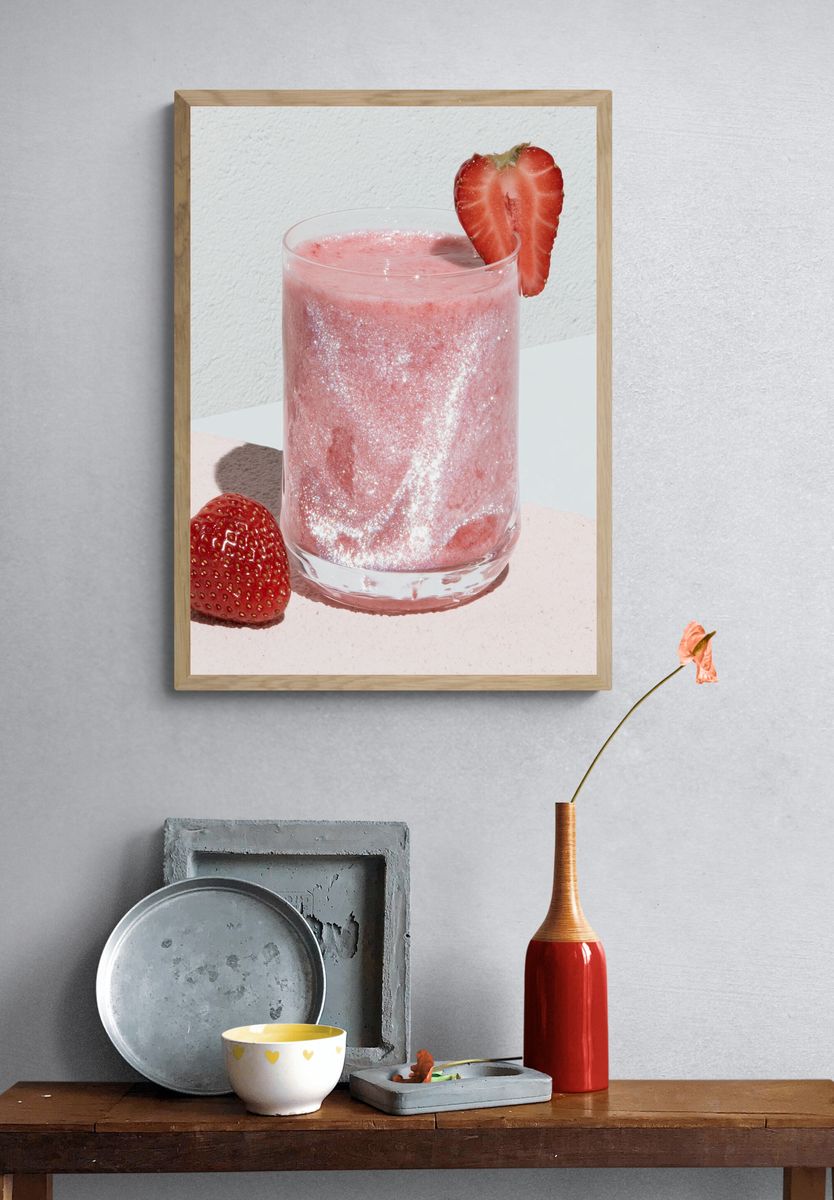 Strawberry Pink Cocktail Poster. — room view 3
