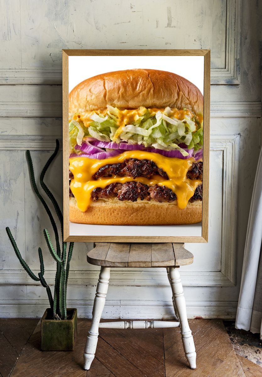Cheeseburger Food Photography Poster. room preview