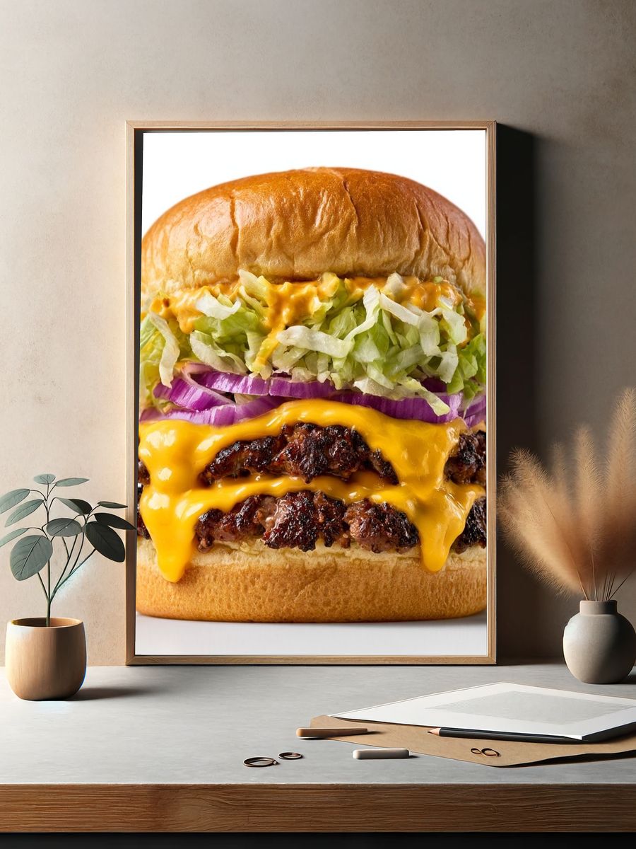 Cheeseburger Food Photography Poster. — room view 2