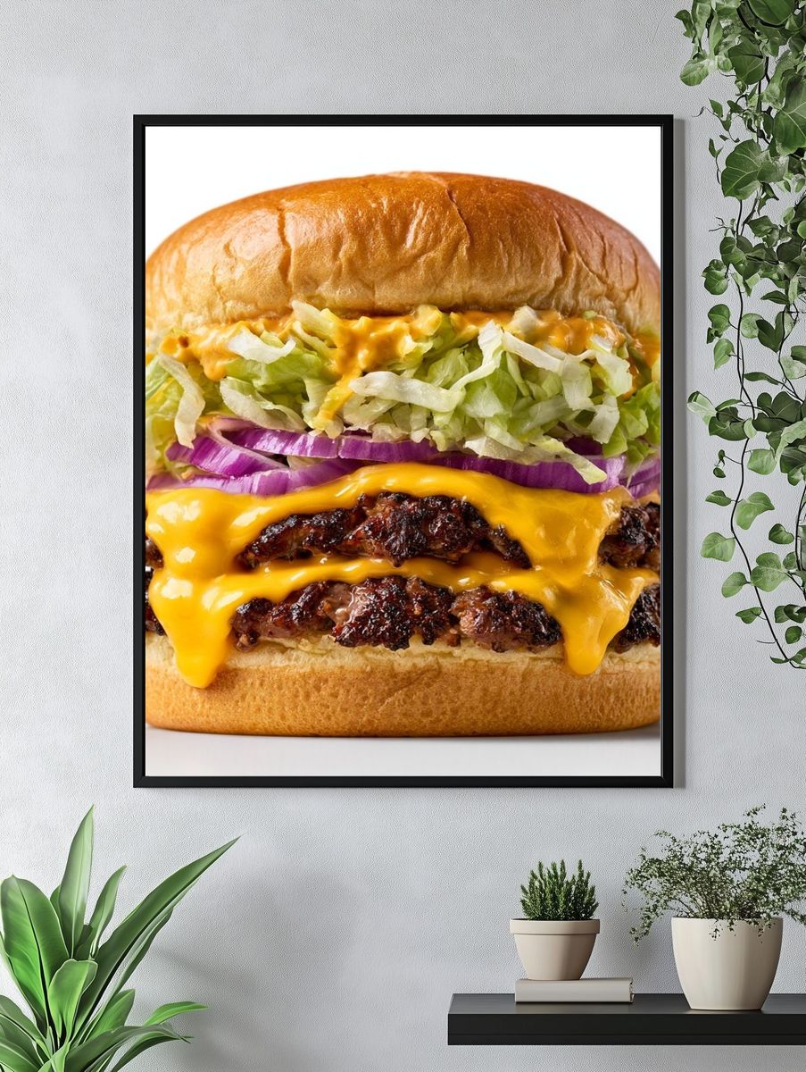Cheeseburger Food Photography Poster. — room view 4