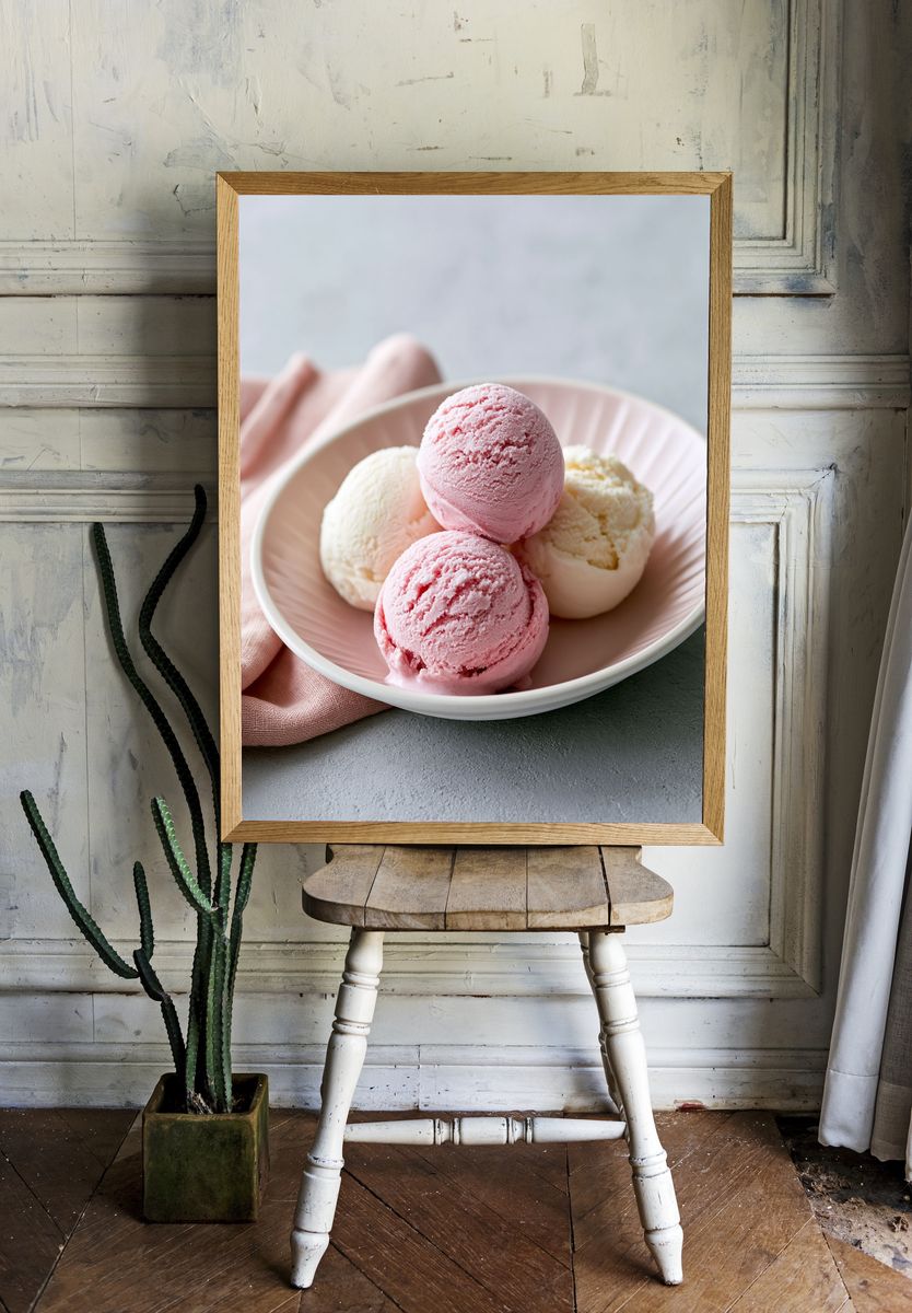 Pastel Ice Cream Scoops Poster. — room view 1