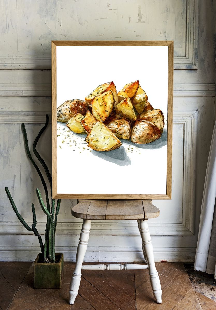Roasted Potatoes Watercolor Print. — room view 1