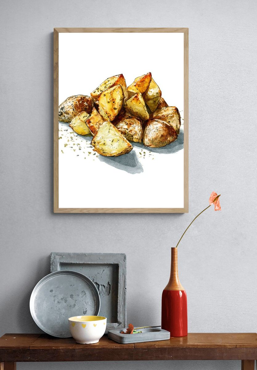 Roasted Potatoes Watercolor Print. — room view 3