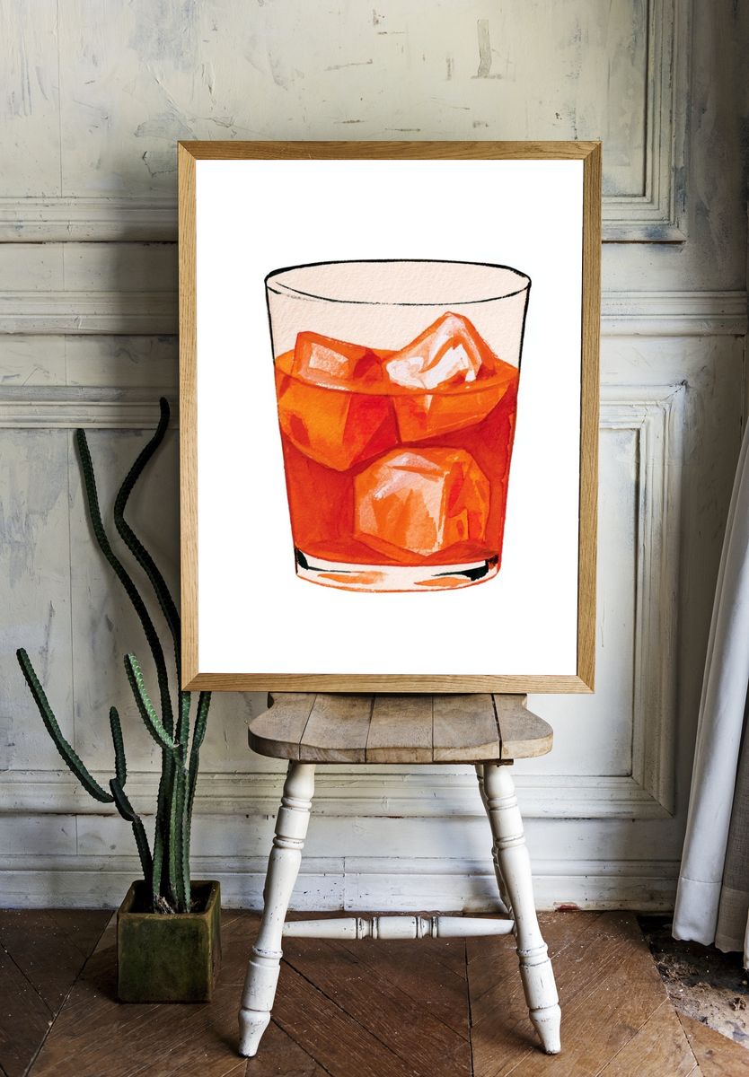 Orange Cocktail Illustration Poster. — room view 1