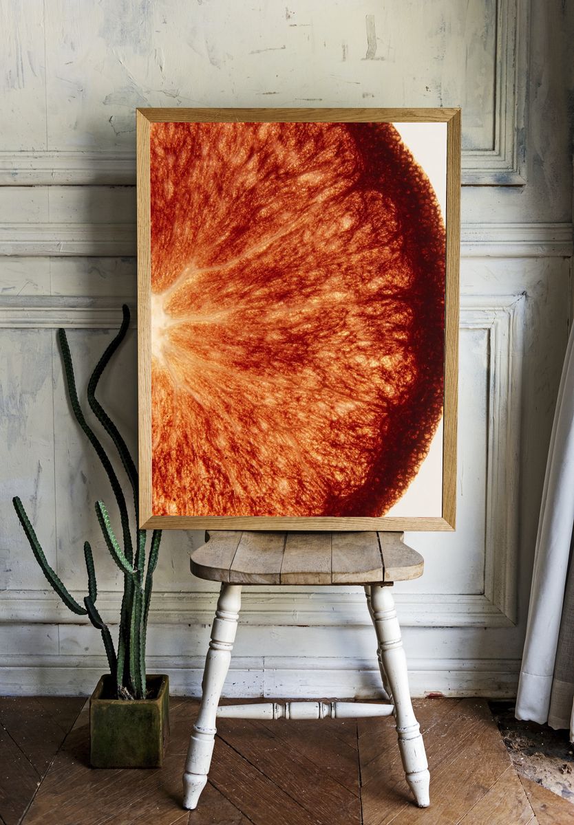 Citrus Slice Macro Photography Poster. — room view 1