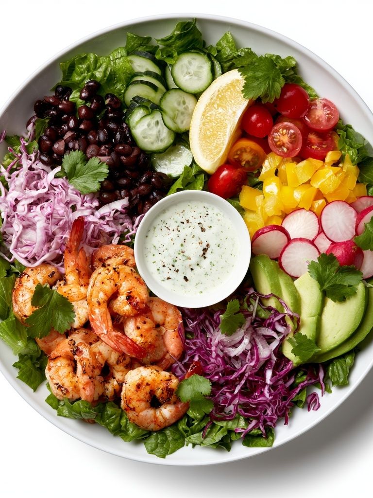 Rainbow Shrimp Salad Food-Drink Print. poster — food-drink art