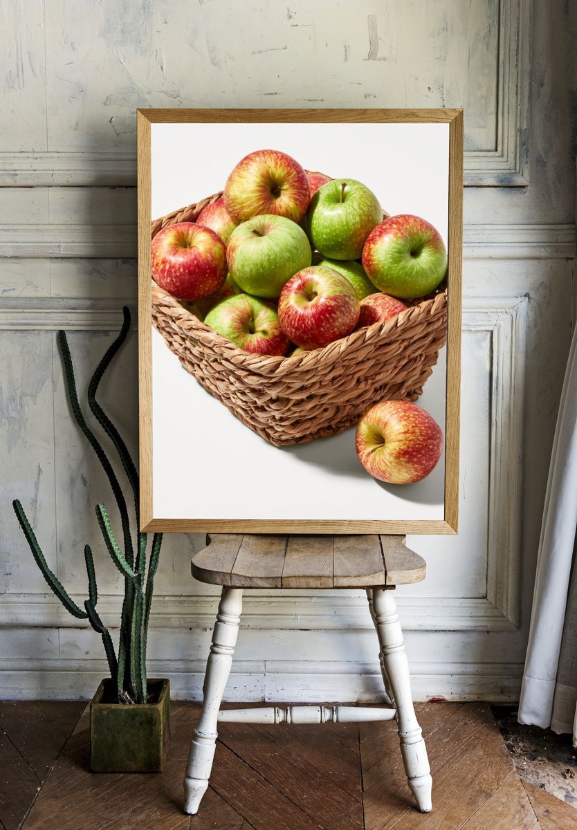 Apple Basket Still Life Poster. — room view 1