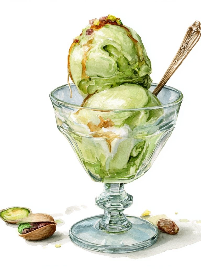Pistachio Ice Cream Watercolor Poster. poster detail