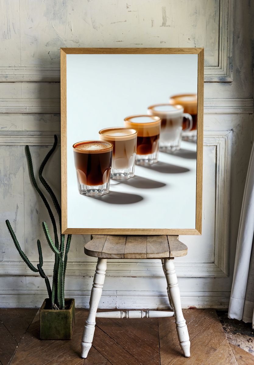 Espresso Shot Glasses Photography Poster. — room view 1