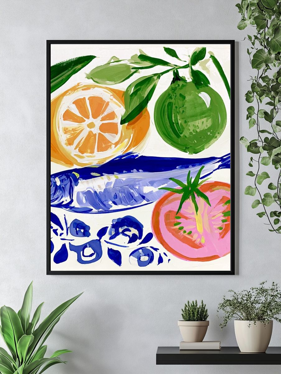 Mediterranean Fish and Citrus Poster. — room view 4
