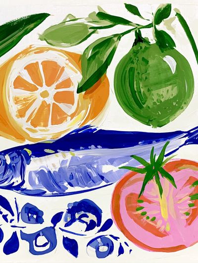 Mediterranean Fish and Citrus Poster. poster