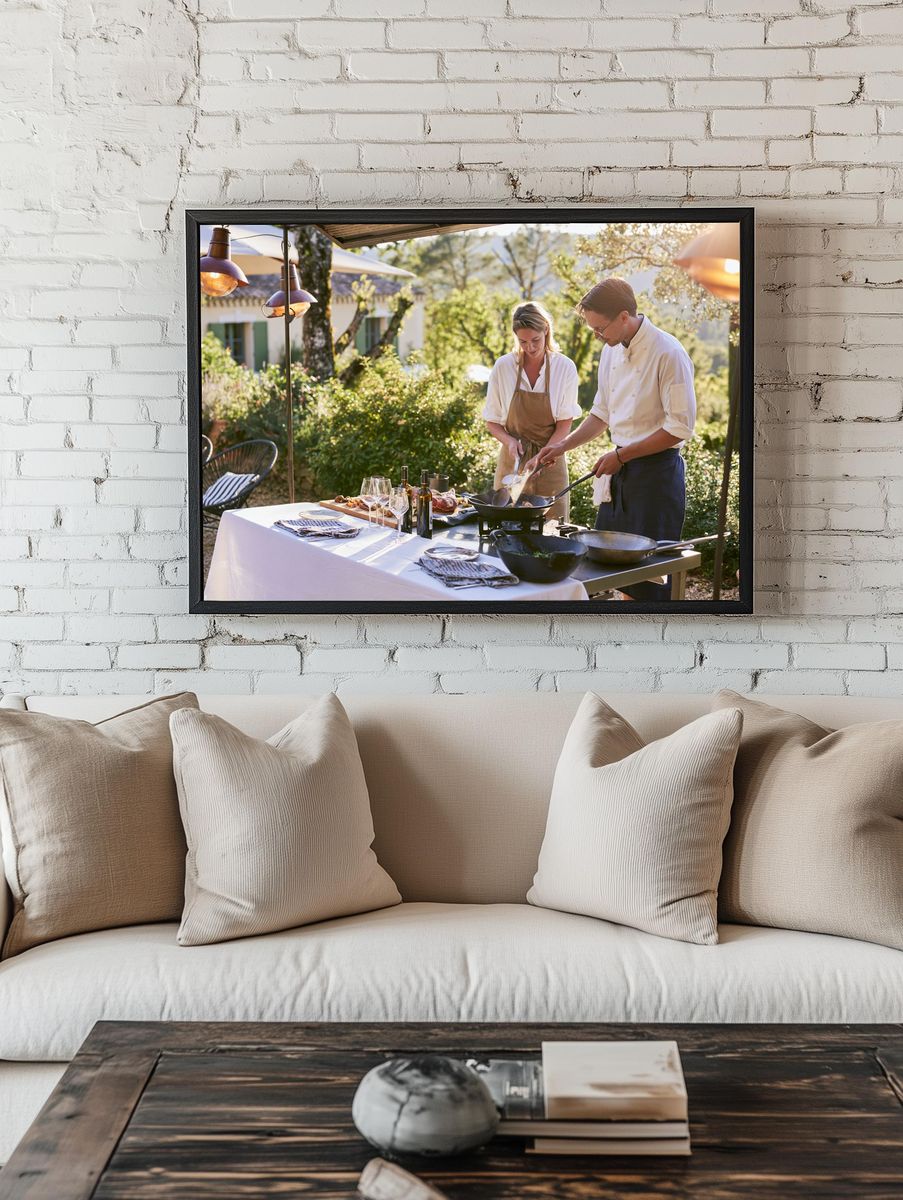 Outdoor Chef Cooking Scene Poster. — room view 1