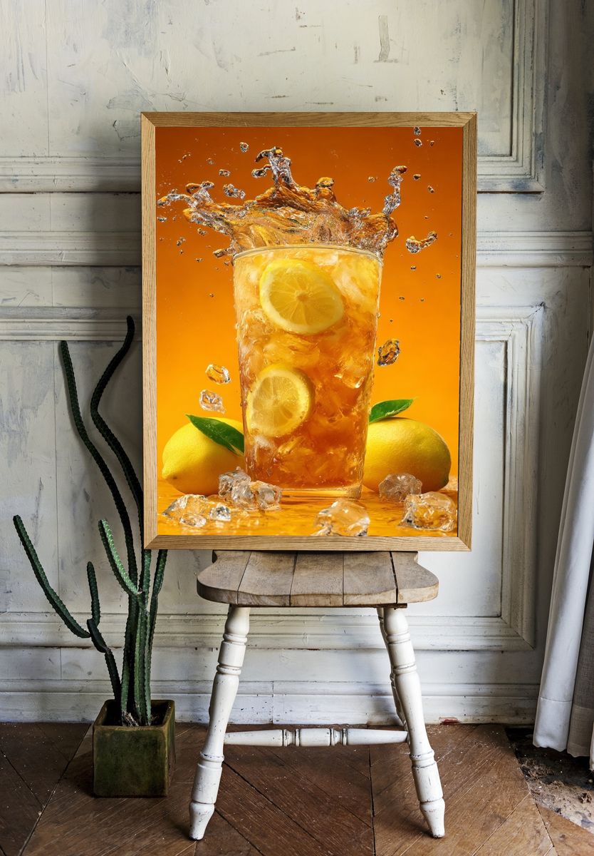 Lemon Iced Tea Still Life Poster. — room view 1