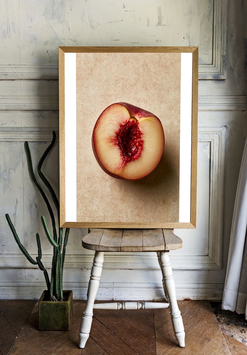 Ripe Peach Still Life Poster. — room view 1